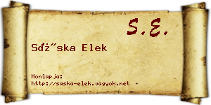 Sáska Elek névjegykártya